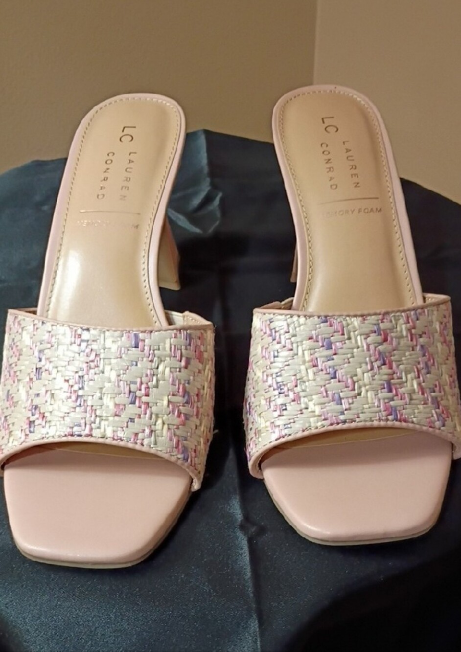 LC Lauren Conrad Pink Multi-Tone Woven Slide Mules
